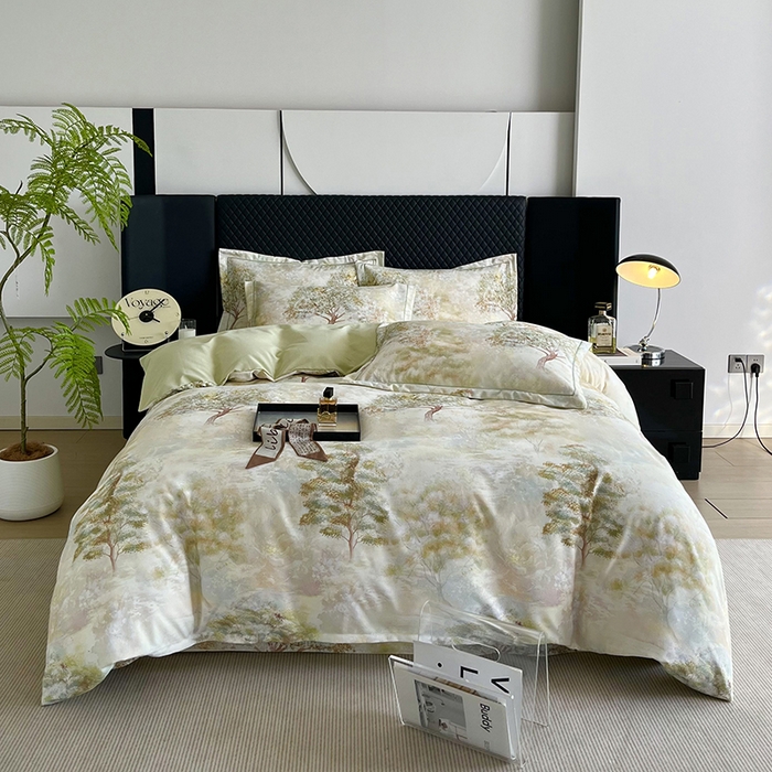 91家纺网 家纺一手货源 找家纺 金纱玉纺 2025年新款加厚四件套 绿韵-绿