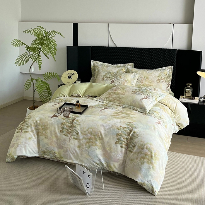 91家纺网 家纺一手货源 找家纺 金纱玉纺 2025年新款加厚四件套 绿韵-绿