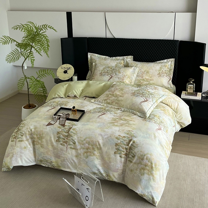 91家纺网 家纺一手货源 找家纺 金纱玉纺 2025年新款加厚四件套 绿韵-绿