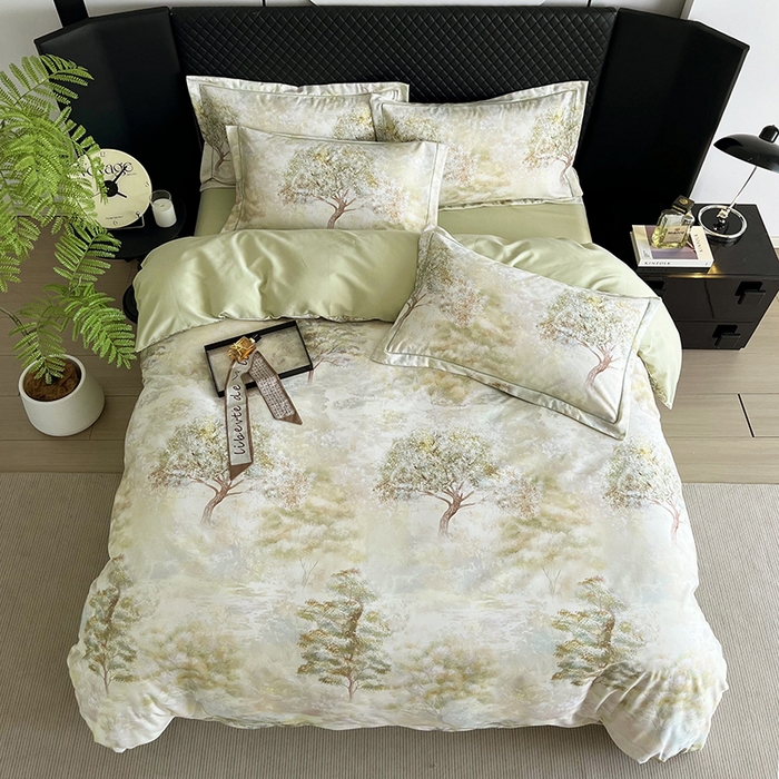 91家纺网 家纺一手货源 找家纺 金纱玉纺 2025年新款加厚四件套 绿韵-绿