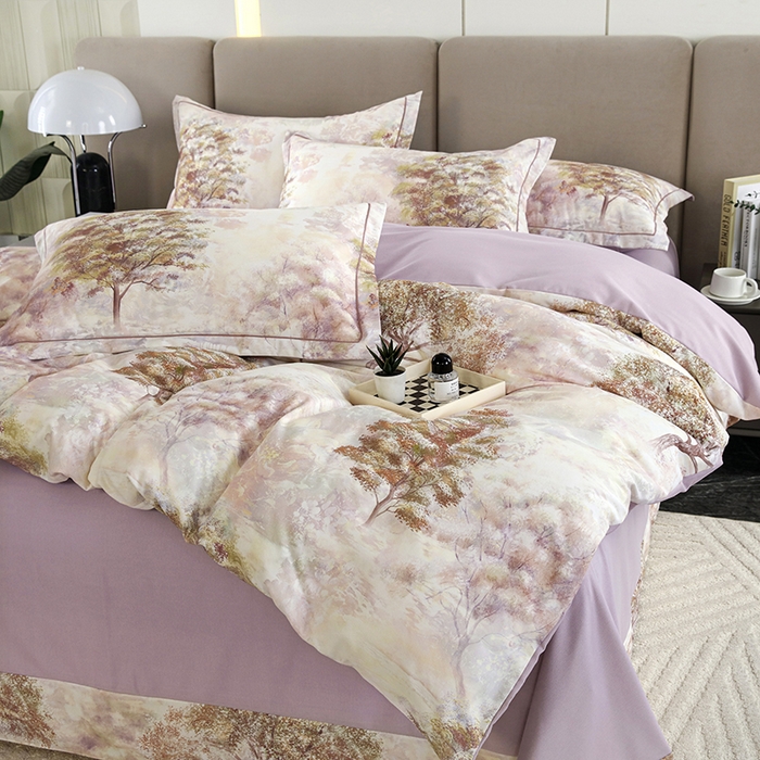 91家纺网 家纺一手货源 找家纺 金纱玉纺 2025年新款加厚四件套 绿韵-紫