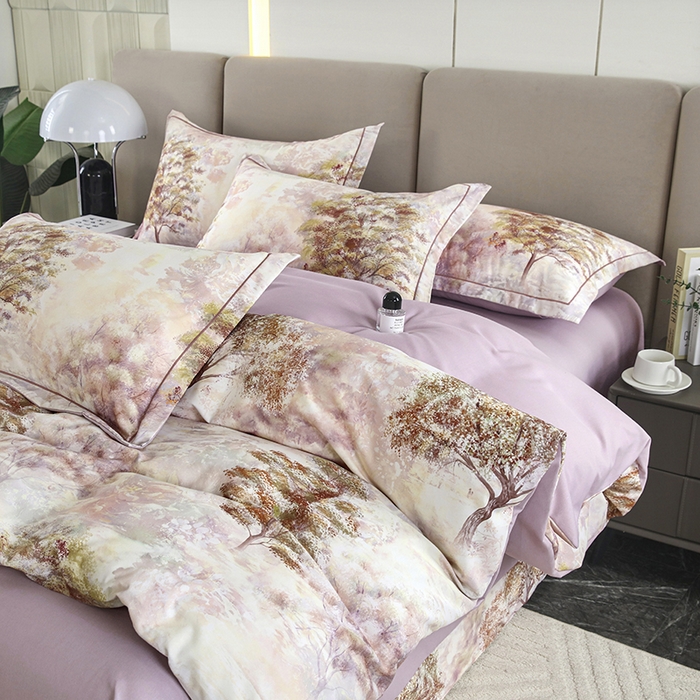 91家纺网 家纺一手货源 找家纺 金纱玉纺 2025年新款加厚四件套 绿韵-紫