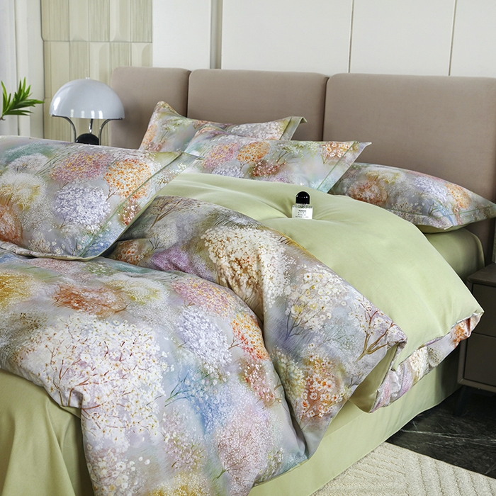 91家纺网 家纺一手货源 找家纺 金纱玉纺 2025年新款加厚四件套 琼林玉树-绿