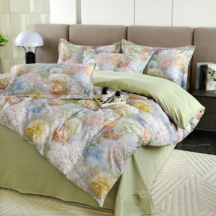 91家纺网 家纺一手货源 找家纺 金纱玉纺 2025年新款加厚四件套 琼林玉树-绿