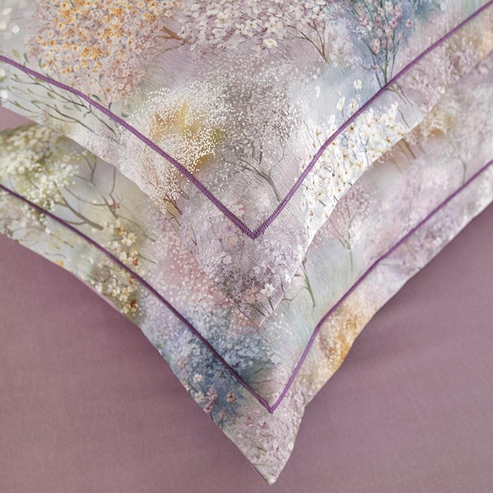 91家纺网 家纺一手货源 找家纺 金纱玉纺 2025数码印花加厚四件套 琼林玉树-紫