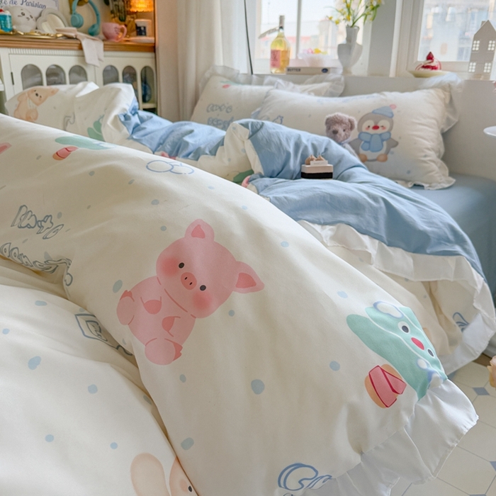 91家纺网 家纺一手货源 找家纺 （总）慕澄家纺 2025新款小清新花边款水洗棉四件套-第二波