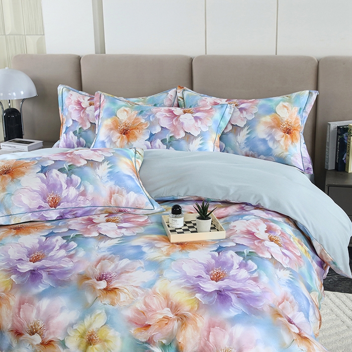 91家纺网 家纺一手货源 找家纺 金纱玉纺 2025年新款加厚四件套 似锦繁花-兰