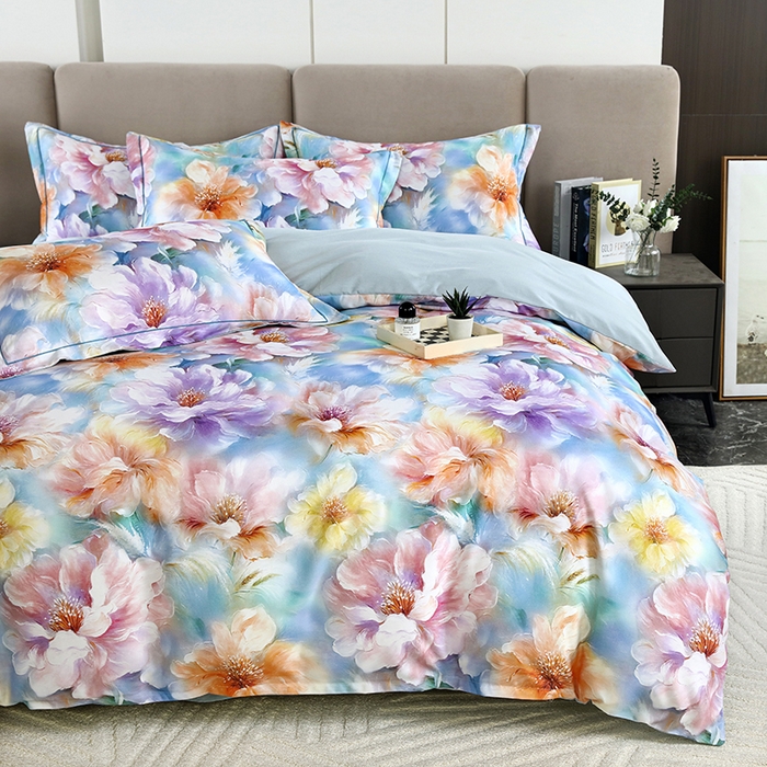 91家纺网 家纺一手货源 找家纺 金纱玉纺 2025年新款加厚四件套 似锦繁花-兰