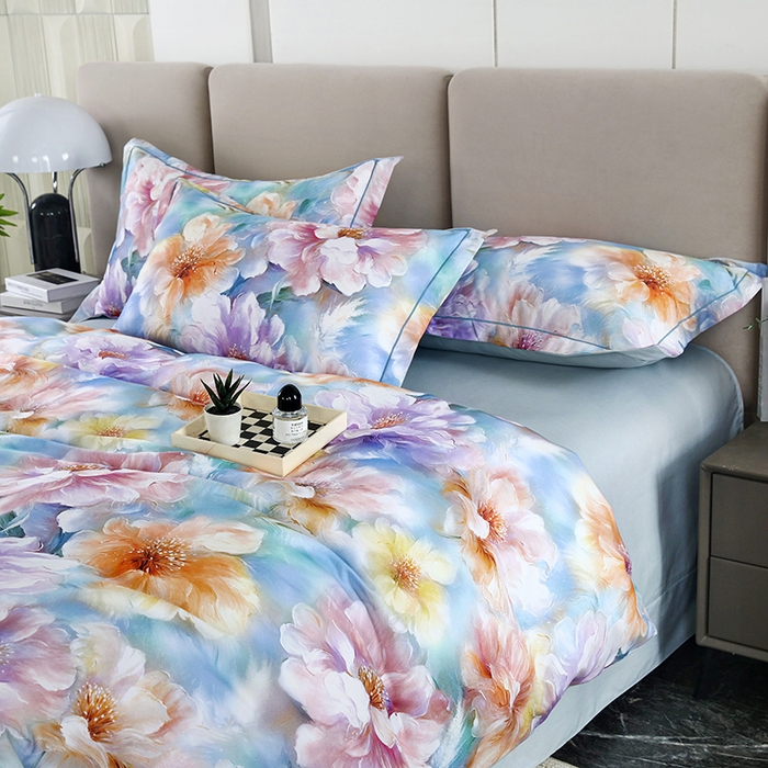 91家纺网 家纺一手货源 找家纺 金纱玉纺 2025年新款加厚四件套 似锦繁花-兰