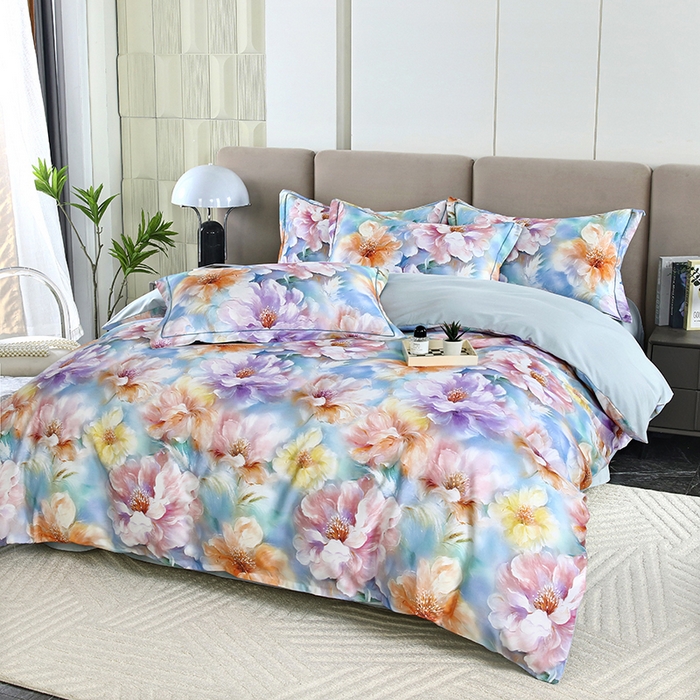 91家纺网 家纺一手货源 找家纺 金纱玉纺 2025年新款加厚四件套 似锦繁花-兰