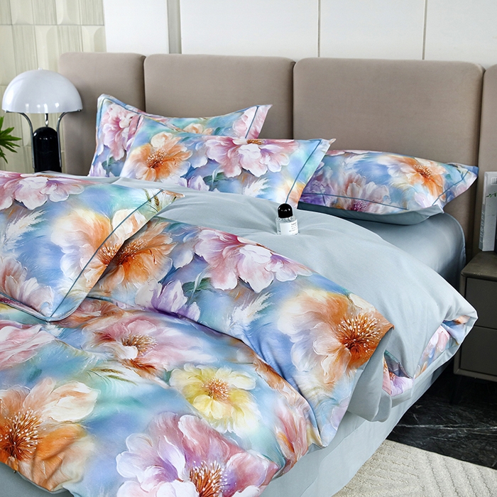 91家纺网 家纺一手货源 找家纺 金纱玉纺 2025年新款加厚四件套 似锦繁花-兰