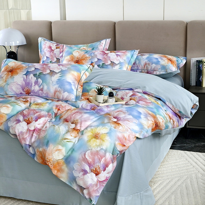 91家纺网 家纺一手货源 找家纺 金纱玉纺 2025年新款加厚四件套 似锦繁花-兰