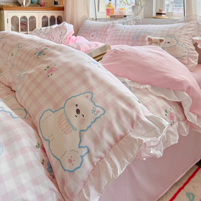 91家纺网 家纺一手货源 找家纺 （总）慕澄家纺 2025新款小清新花边款水洗棉四件套-第二波