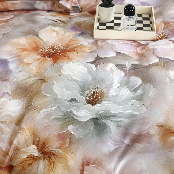 91家纺网 家纺一手货源 找家纺 金纱玉纺 2025数码印花加厚四件套 似锦繁花-紫