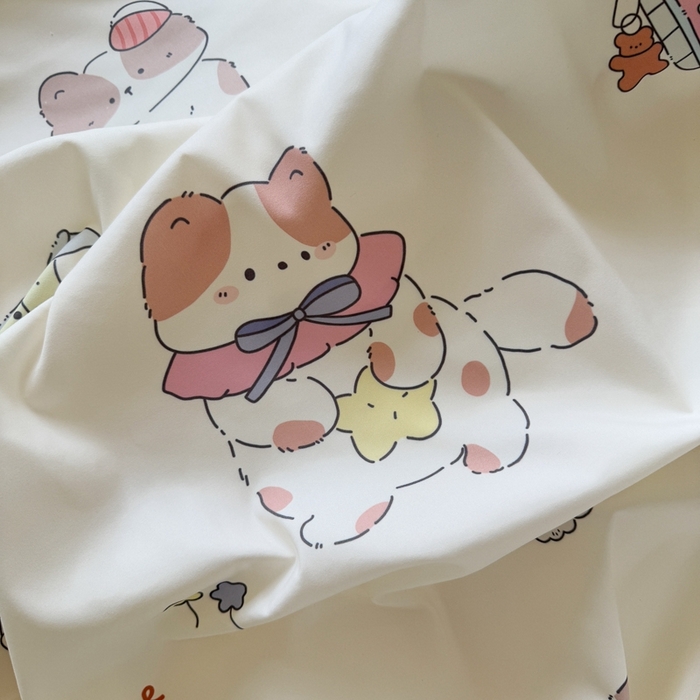 91家纺网 家纺一手货源 找家纺 慕澄家纺 2025新款小清新花边款水洗棉四件套-第二波 花边款-猫猫礼物