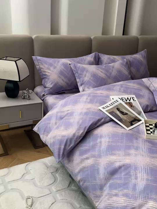91家纺网 家纺一手货源 找家纺 金纱玉纺 2025年新款加厚四件套 维也纳-紫
