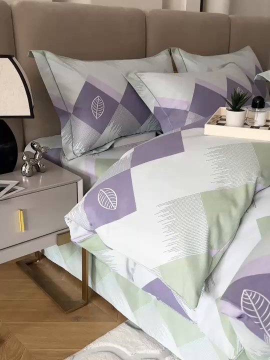 91家纺网 家纺一手货源 找家纺 金纱玉纺 2025年新款加厚四件套 晨曲-绿