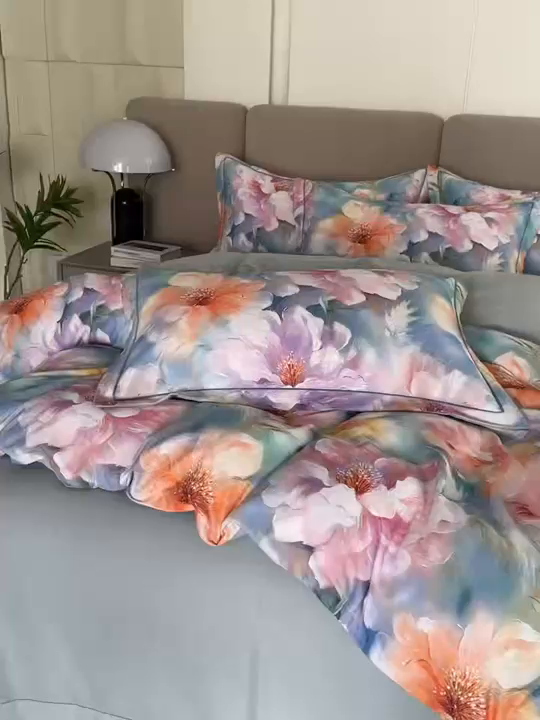 91家纺网 家纺一手货源 找家纺 金纱玉纺 2025年新款加厚四件套 似锦繁花-兰