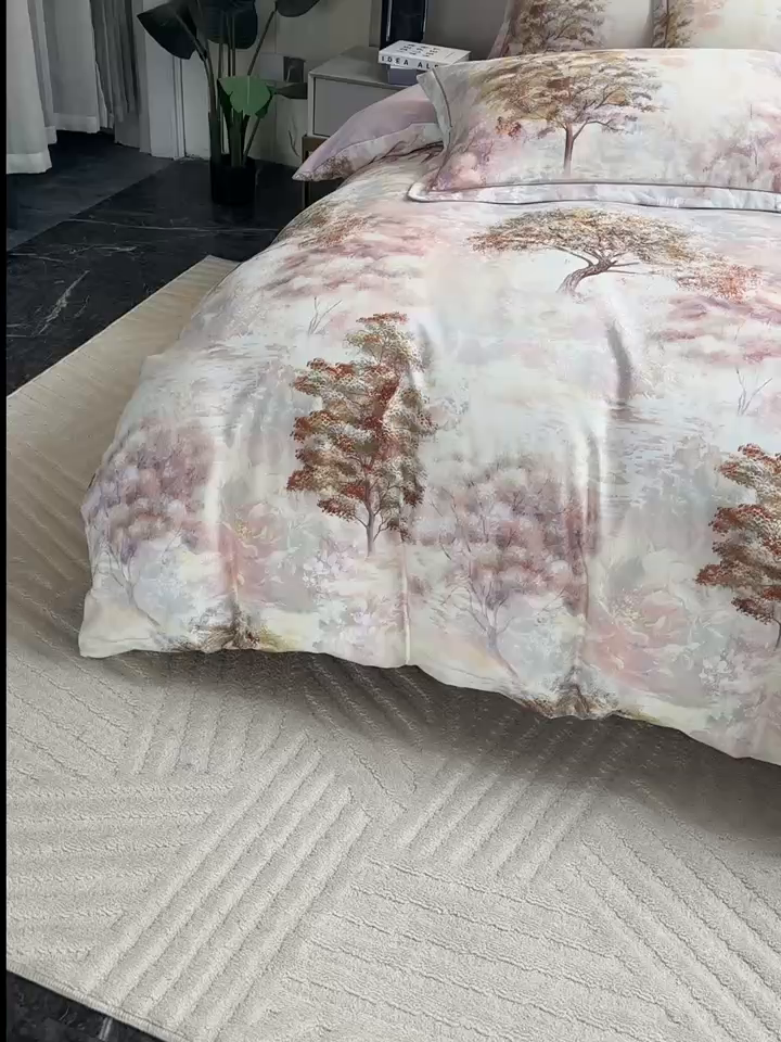 91家纺网 家纺一手货源 找家纺 金纱玉纺 2025年新款加厚四件套 绿韵-紫