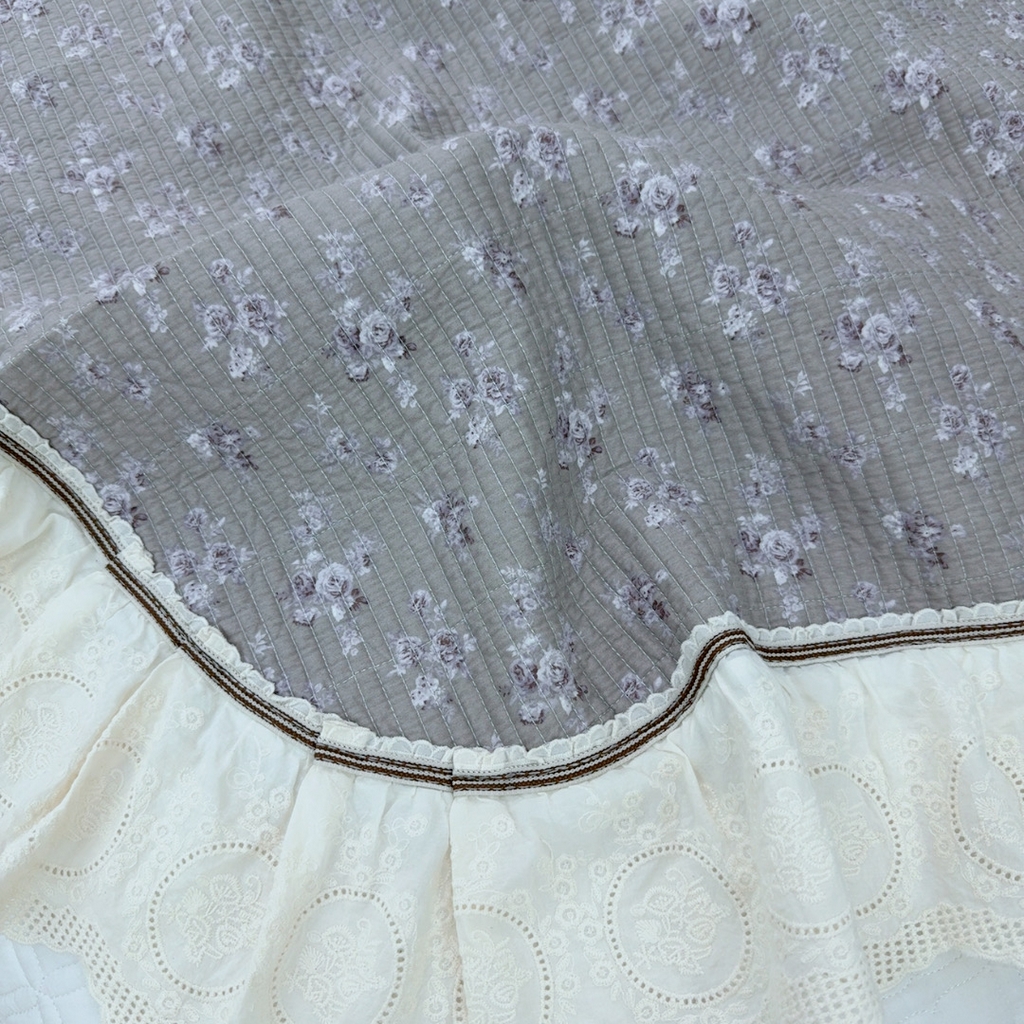 91家纺网 家纺一手货源 找家纺 暖居 2025新款法式13370高密小碎花40支全棉纯棉床盖四件套 墨染