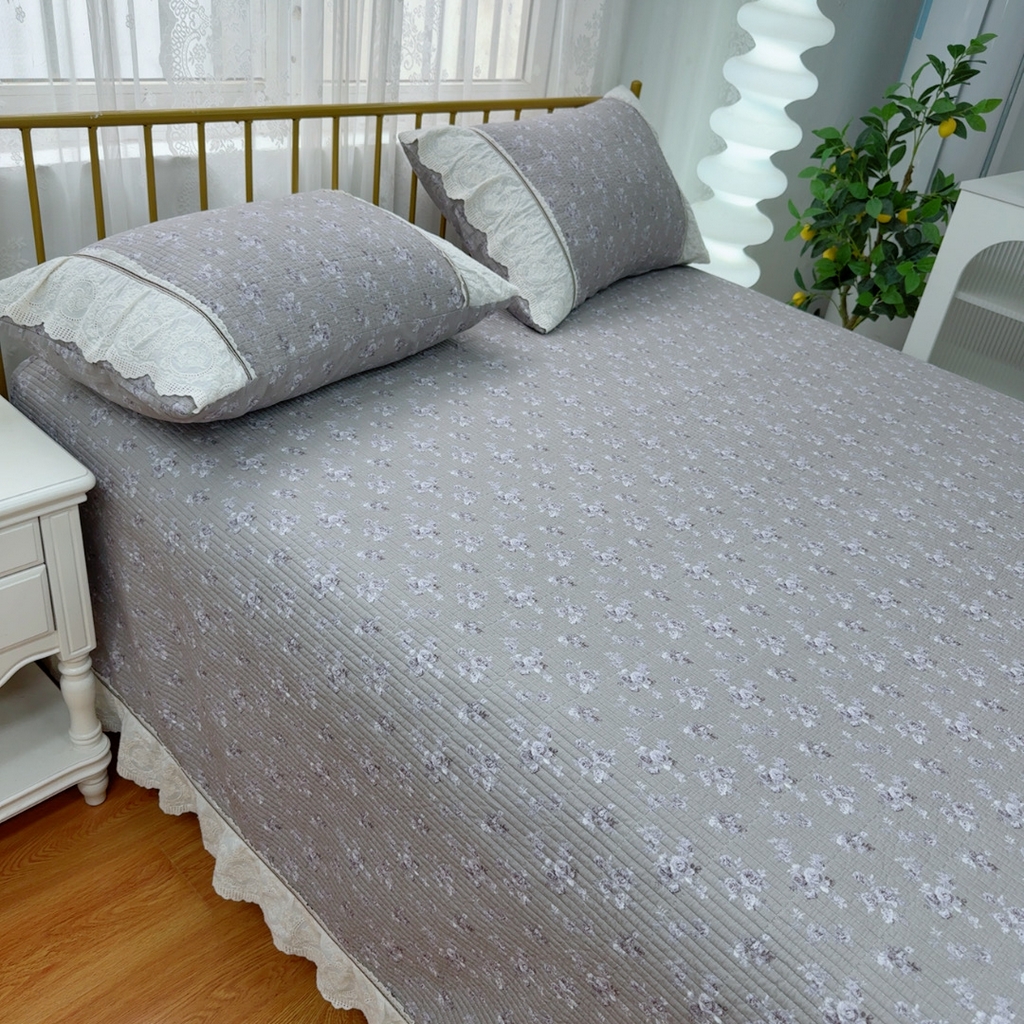 91家纺网 家纺一手货源 找家纺 暖居 2025新款法式13370高密小碎花40支全棉纯棉床盖四件套 墨染