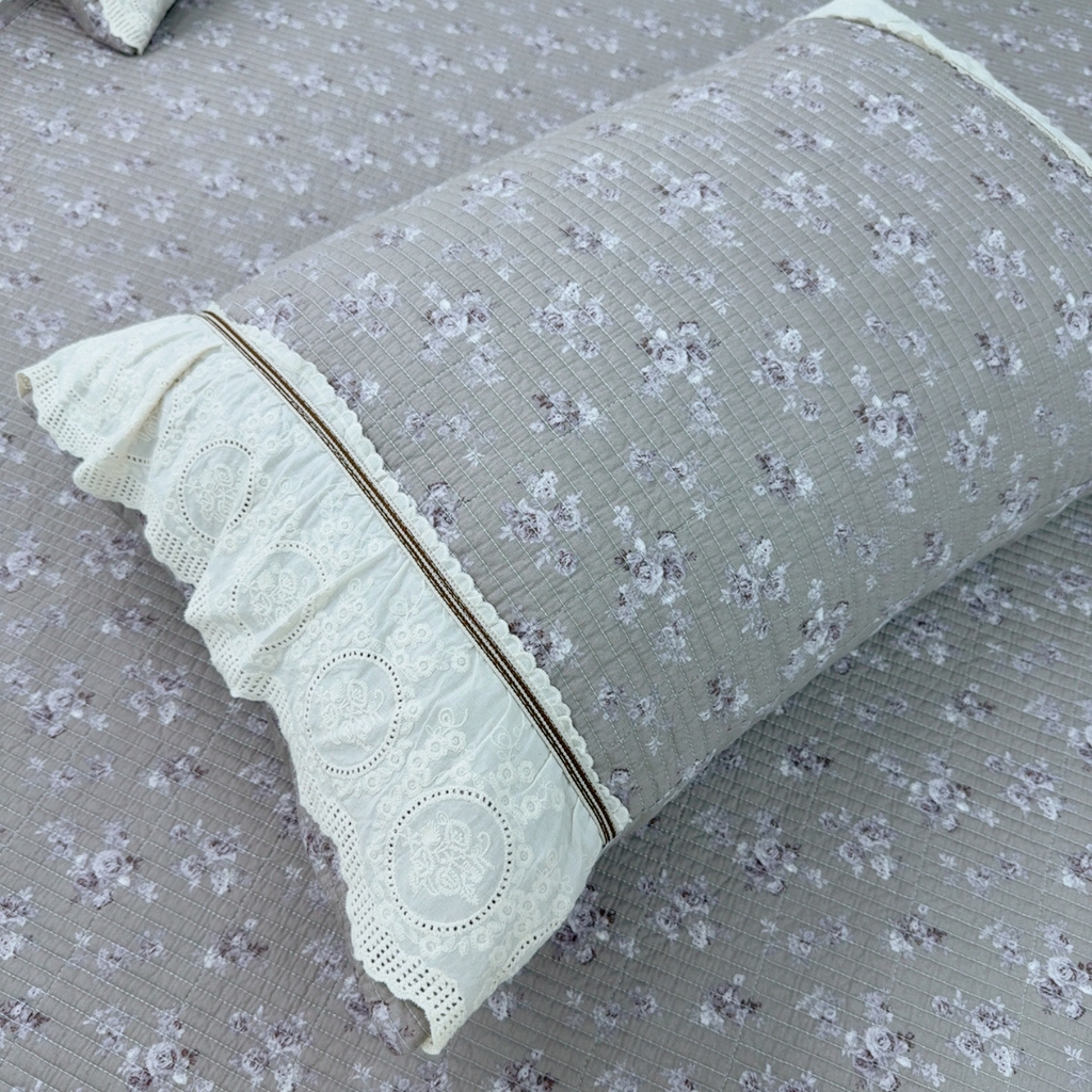 91家纺网 家纺一手货源 找家纺 暖居 2025新款法式13370高密小碎花40支全棉纯棉床盖四件套 墨染