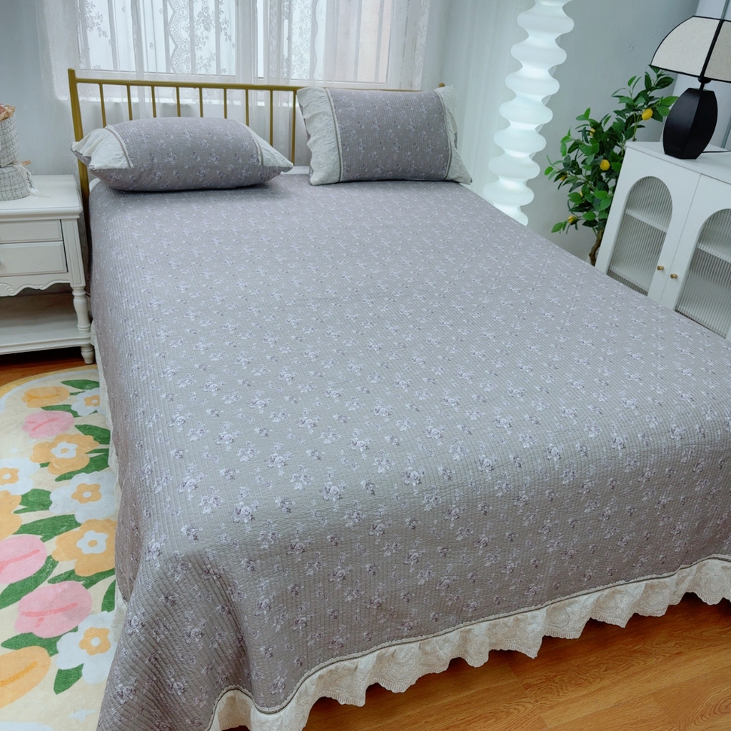 91家纺网 家纺一手货源 找家纺 暖居 2025新款法式13370高密小碎花40支全棉纯棉床盖四件套 墨染