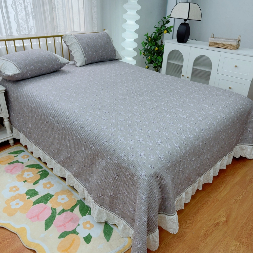 91家纺网 家纺一手货源 找家纺 暖居 2025新款法式13370高密小碎花40支全棉纯棉床盖四件套 墨染