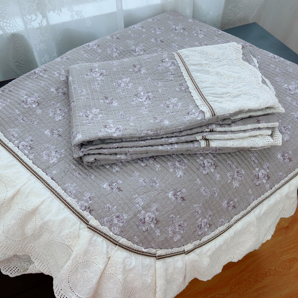 暖居 2025新款法式13370高密小碎花40支全棉纯棉床盖四件套 墨染