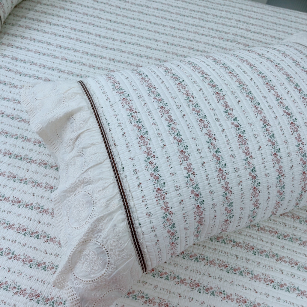 91家纺网 家纺一手货源 找家纺 暖居 2025新款法式13370高密小碎花40支全棉纯棉床盖四件套 可颂