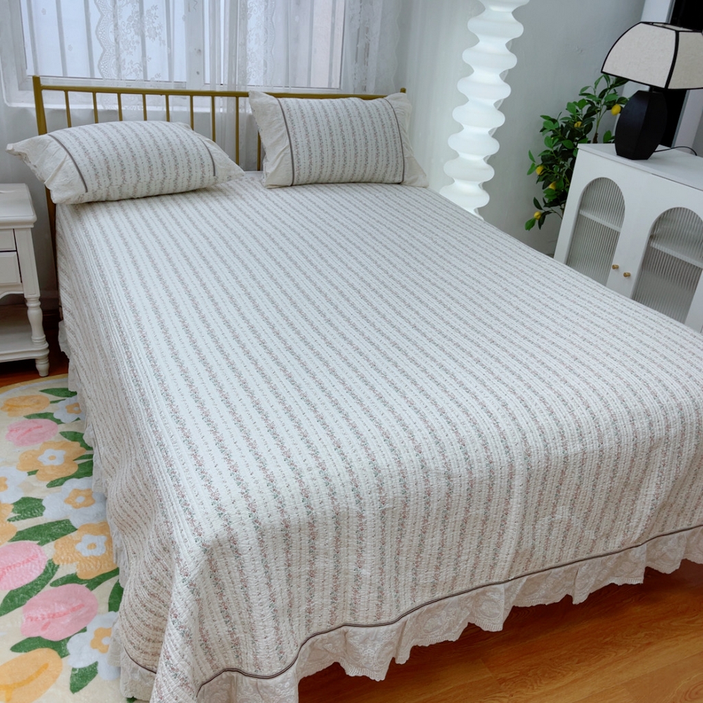 91家纺网 家纺一手货源 找家纺 暖居 2025新款法式13370高密小碎花40支全棉纯棉床盖四件套 可颂