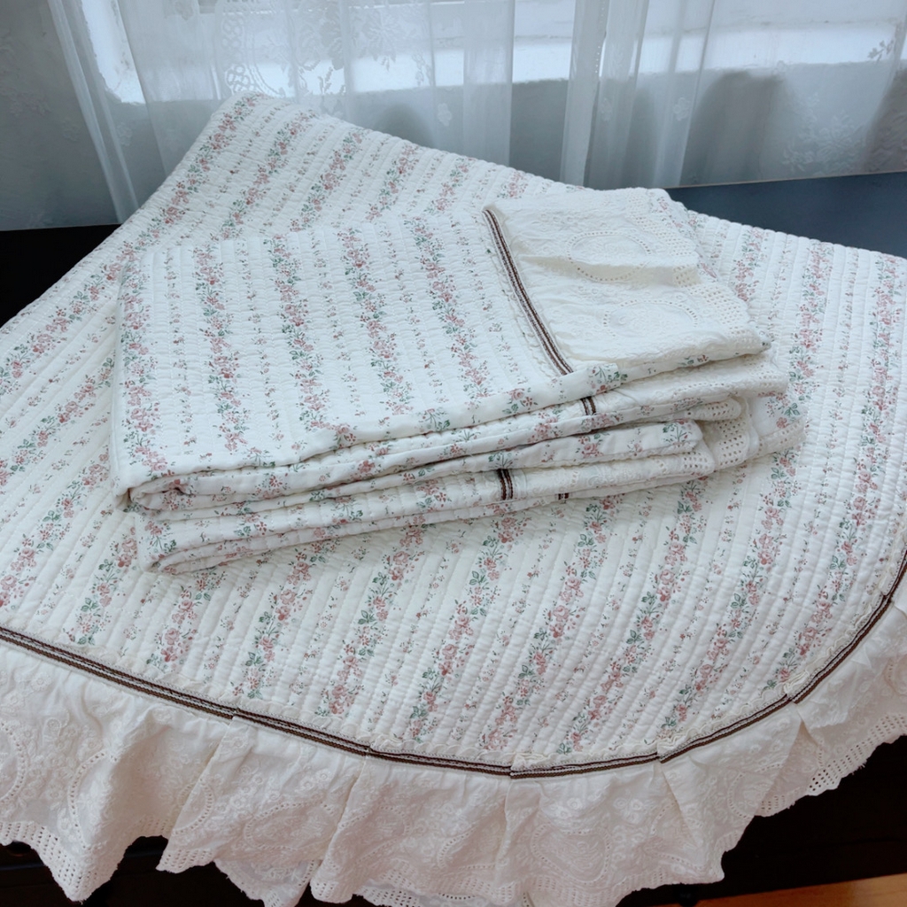 暖居 2025新款法式13370高密小碎花40支全棉纯棉床盖四件套 可颂