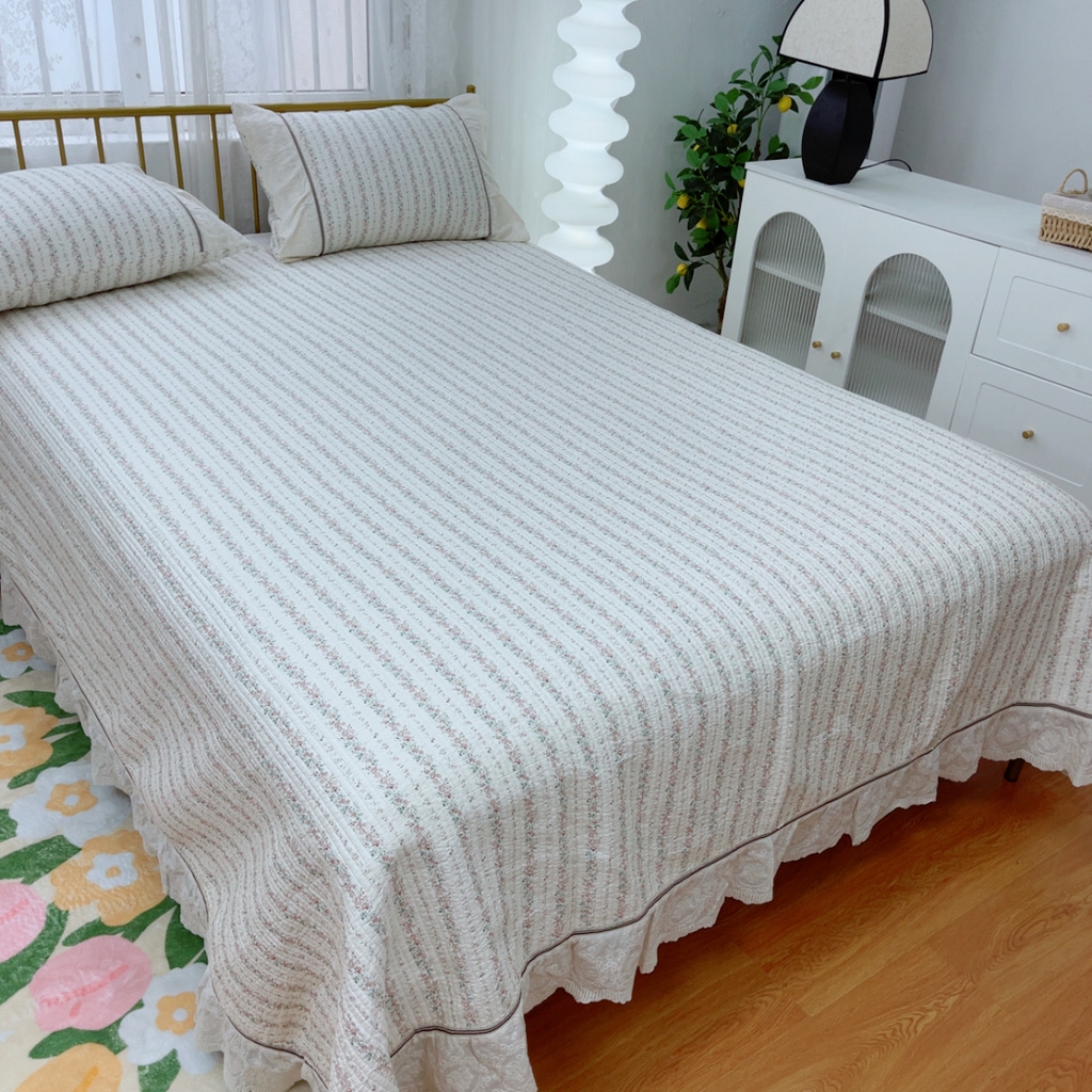 91家纺网 家纺一手货源 找家纺 暖居 2025新款法式13370高密小碎花40支全棉纯棉床盖四件套 可颂