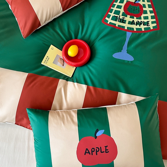 91家纺网 家纺一手货源 找家纺 RYB红黄兰 2025新款孟菲斯系列60s长绒棉刺绣全棉数码印花四件套 马蒂斯小猫