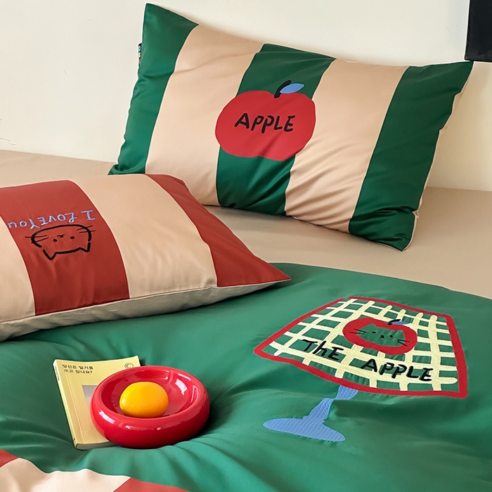 91家纺网 家纺一手货源 找家纺 RYB红黄兰 2025新款孟菲斯系列60s长绒棉刺绣全棉数码印花四件套 马蒂斯小猫