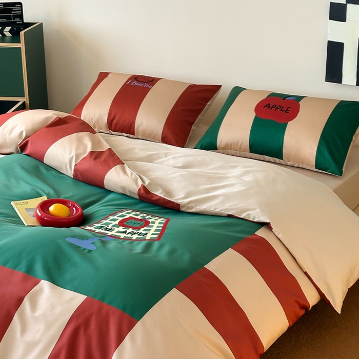 91家纺网 家纺一手货源 找家纺 RYB红黄兰 2025新款孟菲斯系列60s长绒棉刺绣全棉数码印花四件套 马蒂斯小猫