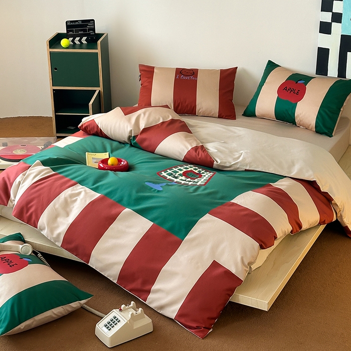 91家纺网 家纺一手货源 找家纺 RYB红黄兰 2025新款孟菲斯系列60s长绒棉刺绣全棉数码印花四件套 马蒂斯小猫