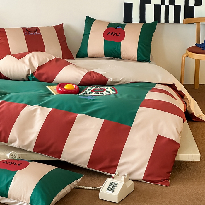 91家纺网 家纺一手货源 找家纺 RYB红黄兰 2025新款孟菲斯系列60s长绒棉刺绣全棉数码印花四件套 马蒂斯小猫