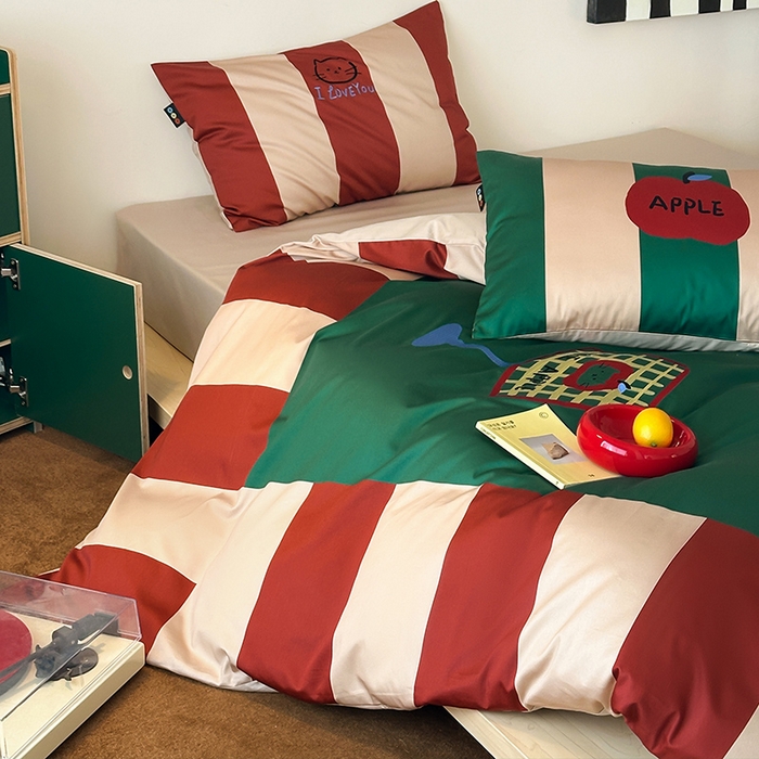 91家纺网 家纺一手货源 找家纺 RYB红黄兰 2025新款孟菲斯系列60s长绒棉刺绣全棉数码印花四件套 马蒂斯小猫