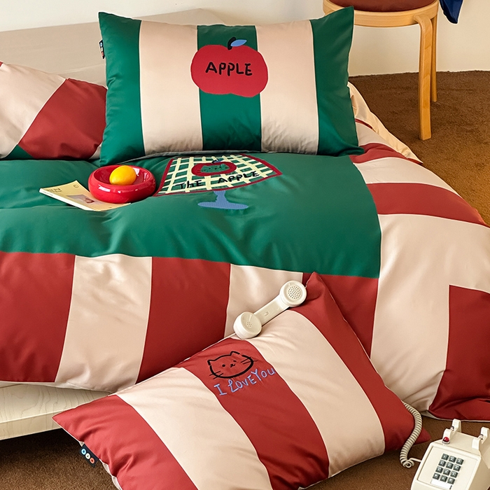 91家纺网 家纺一手货源 找家纺 RYB红黄兰 2025新款孟菲斯系列60s长绒棉刺绣全棉数码印花四件套 马蒂斯小猫