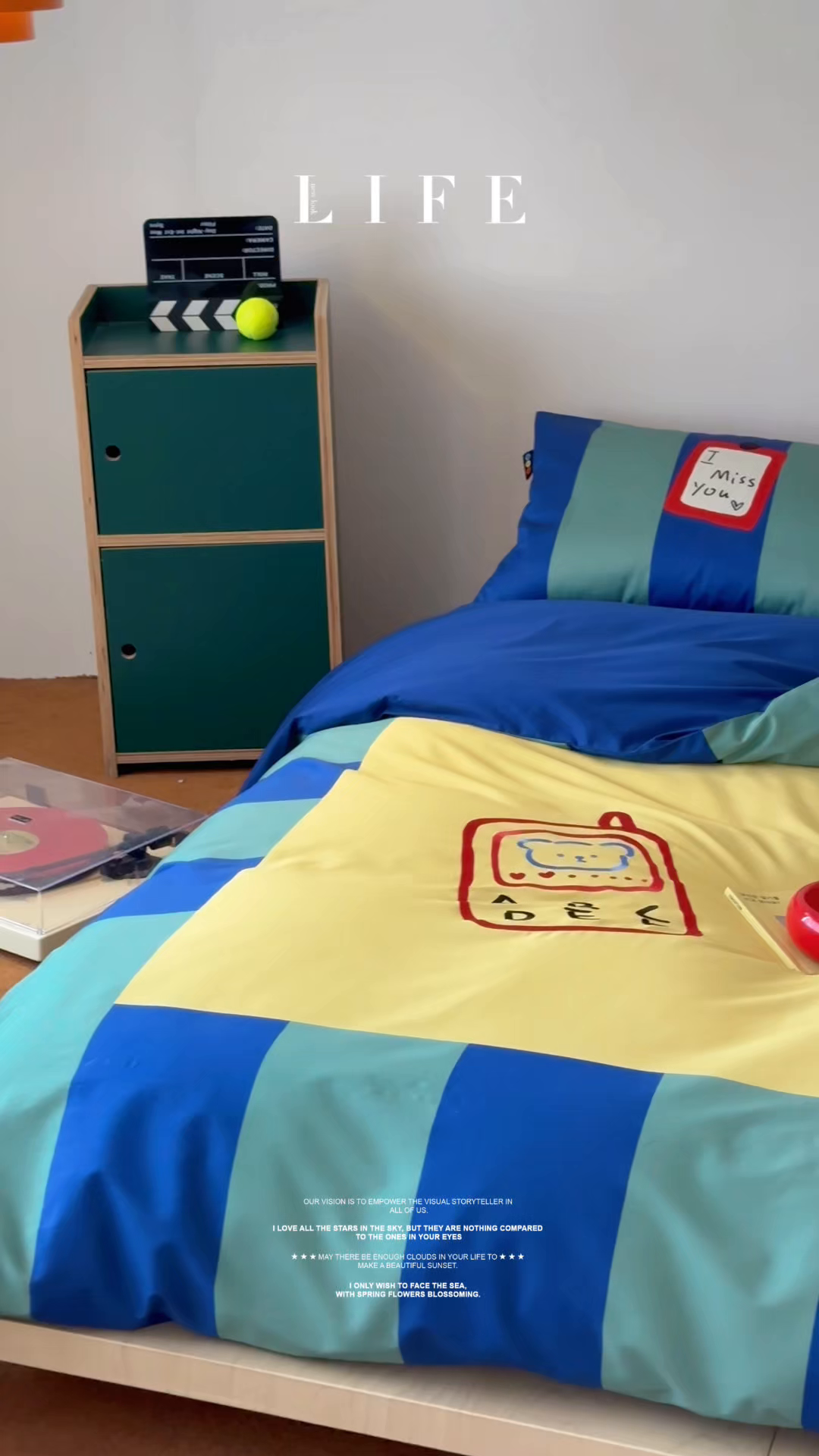 91家纺网 家纺一手货源 找家纺 （总）RYB红黄兰 2025新款孟菲斯系列60s长绒棉刺绣全棉数码印花四件套