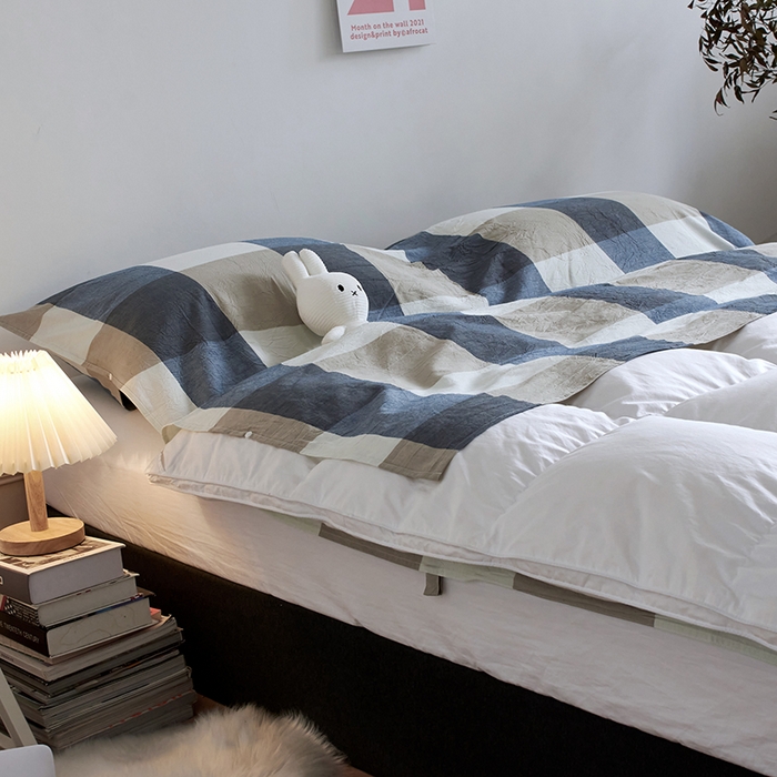 91家纺网 家纺一手货源 找家纺 猪先生2025新款全棉水洗棉旅行隔脏睡袋 蓝白大格