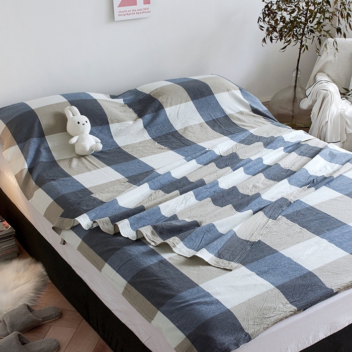 91家纺网 家纺一手货源 找家纺 猪先生2025新款全棉水洗棉旅行隔脏睡袋 蓝白大格