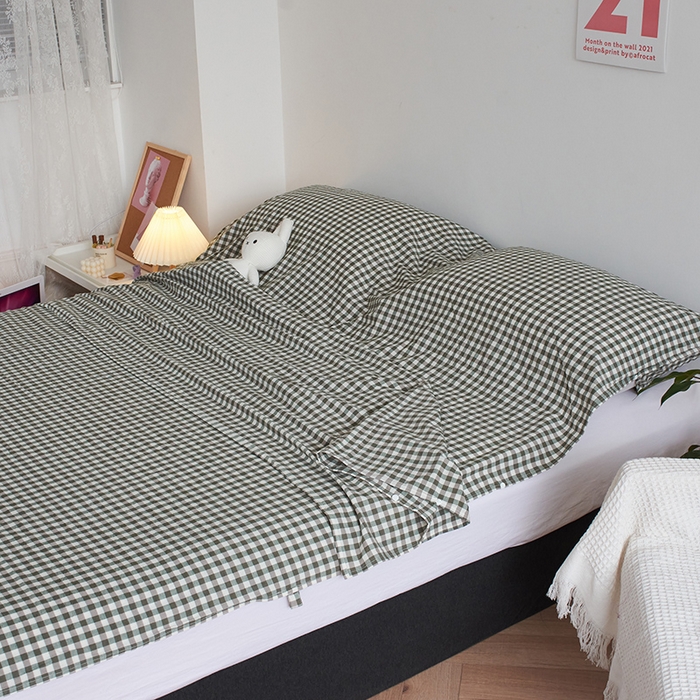 91家纺网 家纺一手货源 找家纺 猪先生2025新款全棉水洗棉旅行隔脏睡袋 绿小格