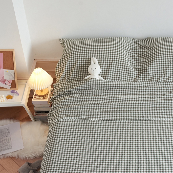 91家纺网 家纺一手货源 找家纺 猪先生2025新款全棉水洗棉旅行隔脏睡袋 绿小格