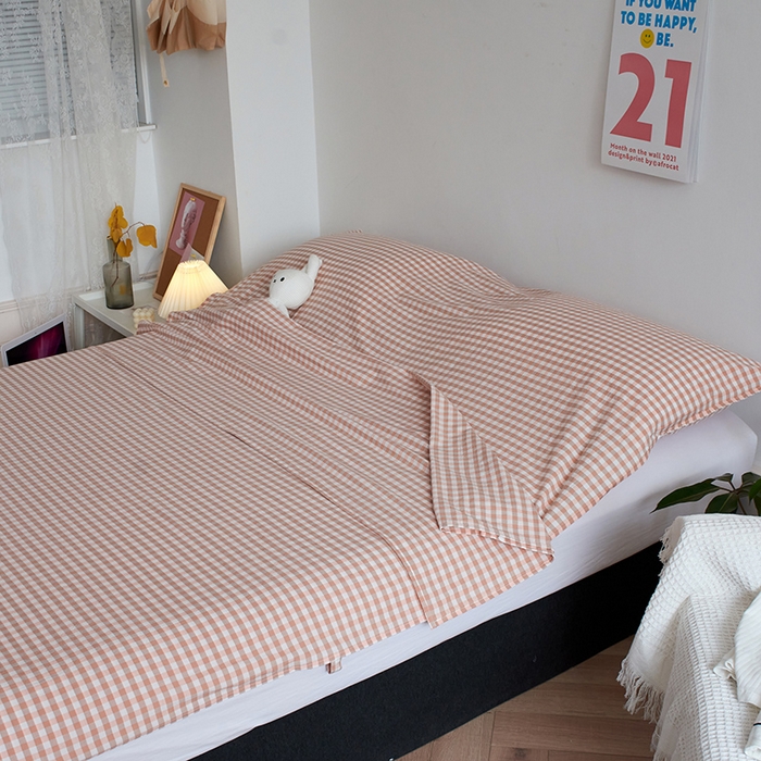 91家纺网 家纺一手货源 找家纺 猪先生2025新款全棉水洗棉旅行隔脏睡袋 蜜粉小格