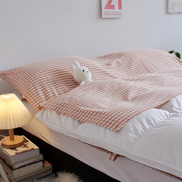 91家纺网 家纺一手货源 找家纺 猪先生2025新款全棉水洗棉旅行隔脏睡袋 蜜粉小格