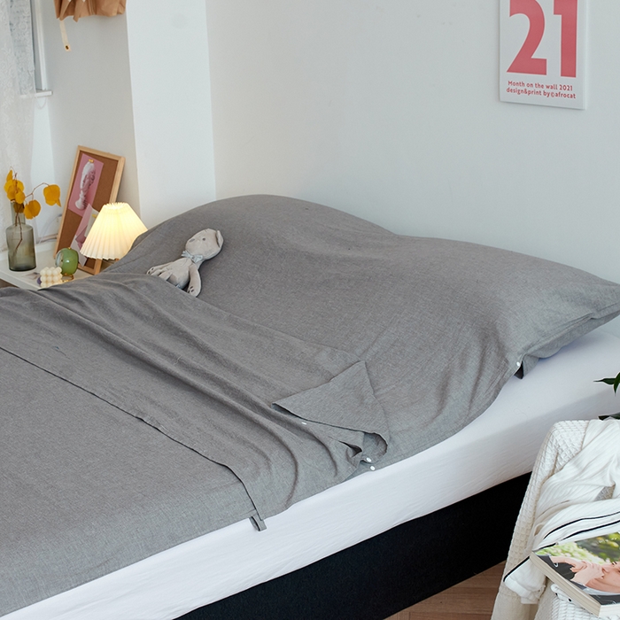 91家纺网 家纺一手货源 找家纺 猪先生2025新款全棉水洗棉旅行隔脏睡袋 浅灰