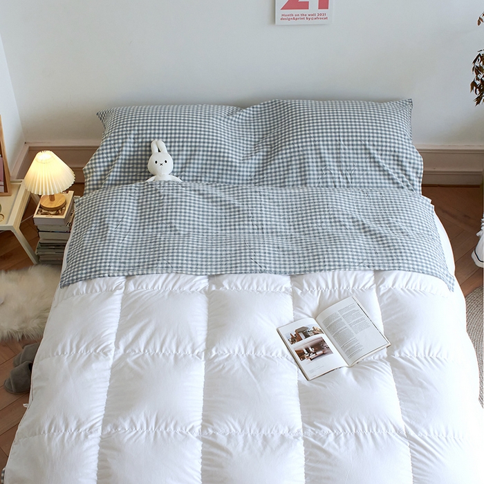 91家纺网 家纺一手货源 找家纺 猪先生2025新款全棉水洗棉旅行隔脏睡袋 天蓝小格