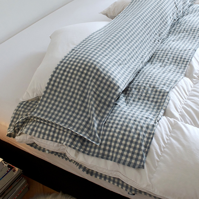 91家纺网 家纺一手货源 找家纺 猪先生2025新款全棉水洗棉旅行隔脏睡袋 天蓝小格